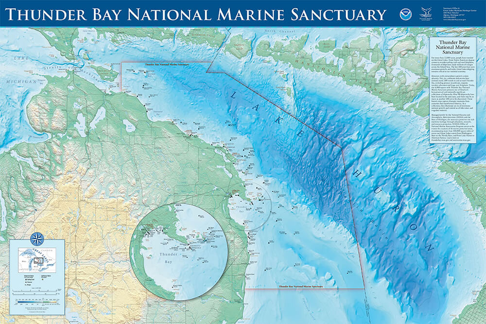 Map of thunder bay national marine sanctuary