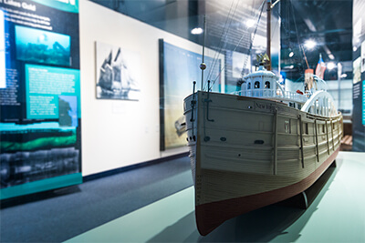 a model ship in a museum