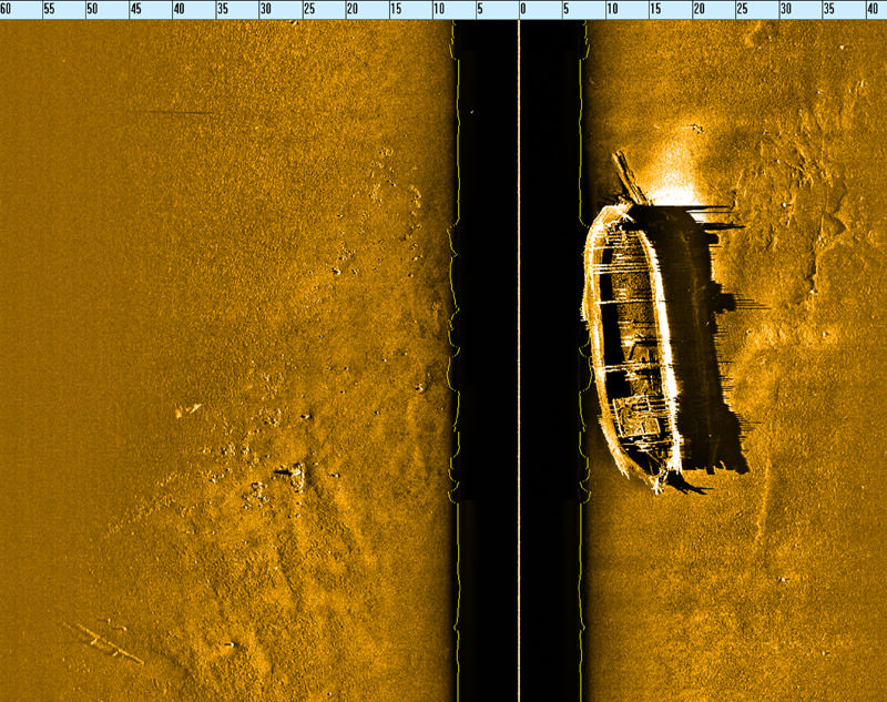Side scan sonar of the sunken freighter d.m. wilson