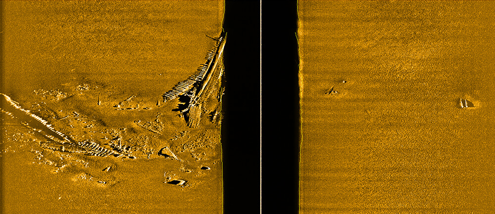 A sonar image of a shipwreck