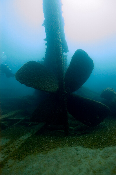 The propeller of a shipwreck