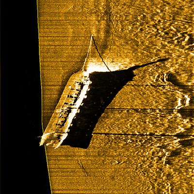 a sonar image of a shipwreck