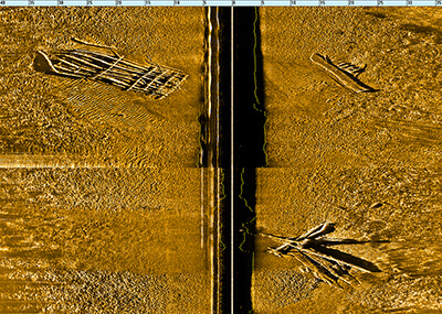 A sonar scan of a shipwreck