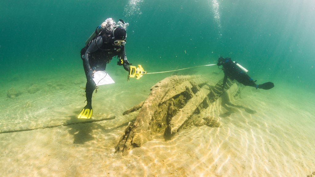 Archaeologists document the site of the shipwreck City of Alpena