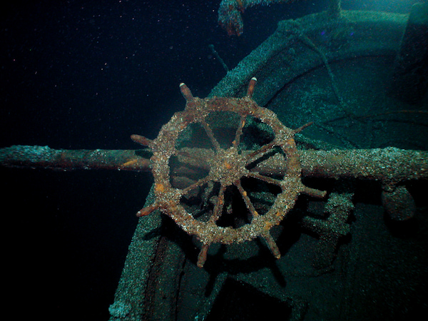 Wheel of Cornelia B. Windiate ship